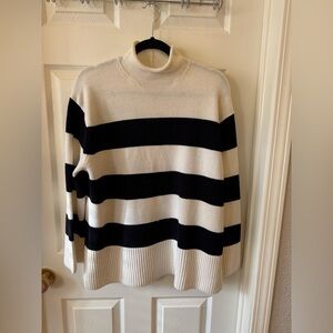 NWT Vince Striped Black and Cream Rollneck Sweater